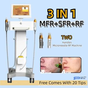 2023 Macchina per microaghi frazionata verticale RF Rimozione frazionata della cicatrice dell'acne Micro-ago Trattamento dell'acne Dispositivo per il lifting del viso Video manuale