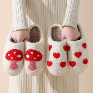 Slippers Cute Warm Winter For Women Non-slip House Couple Shoes Girls Funny Toe Closed Cartoon Comfortable Flip Flops