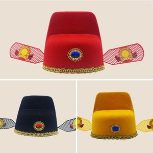 Berets Hat Chinese Culture Pograph Prop Cabridegroom Cap Black Gauze Style Hanfu Accessories Number One Scholar