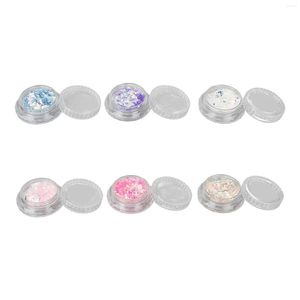 Nail Gel Art Sequins Flakes Sparkling 6 Boxes Skin Friendly Manicure Decoration Glitter Powder Mixed Color For Home DIY