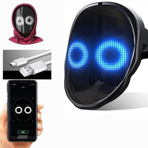 Maschere per feste Bluetooth Led Lights Up Maschera per feste Halloween Natale Fai da te Modifica delle immagini Animazione Testo Scherzo d'amore Concerto Robot Face Maschera LED 230905