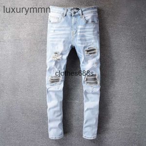 дизайнерские джинсы Amirrss мужские брюки новые американские повседневные хип-хоп уличные изношенные и изношенные вымытые брызги чернил цветная живопись Slim Fit джинсы мужские # 699 5480