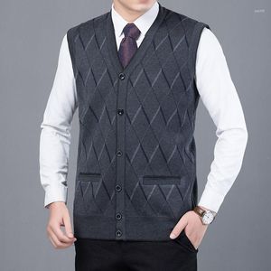 Męskie kamizelki projektant mody marka Argyle Pullover Diamond Sweater V Vester Vest Men wełniany rękawów jesienne odzież R102