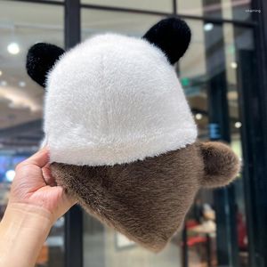 Baskers basker japanska söta björnörar plysch pullover hatt kvinnors höst och vinter förtjockad varm imitation mink hår kupol beanie bonnet