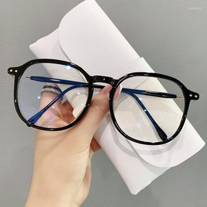 Sunglasses Fashion TR90 Black Frame Anti Blue Light Glasses Women's Large Radiation Flat Trendy Decorative