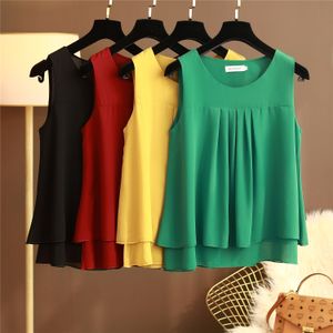 Women's Plus Size TShirt Oversize Clothes Sleeveles's Chiffon Shirt Summer Loose Solid Color Tops Ladies Blouse Casual Shirts 230906