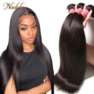 البائع البارز الدانتيل Nadula Lurus Bundel Rambut Manusia Menenun 3 Bundel 4 Penawaran Peru Grosir 230905