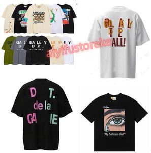 Herr t-shirts gallerier depts tees designer sommar gallary skjorta alfabet tryckt stjärna samma runda hals korta ärm t-shirt för män och kvinnor överdimensionerade tees