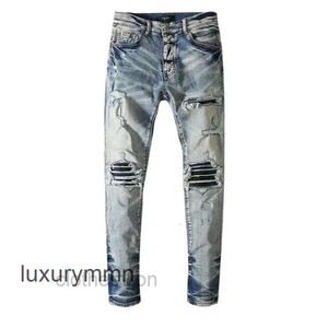 Designer Shirts Amirrs Jeans T 2023 Jean Locomotive Men's Slim Straight Knee Hole Elastic EDQE