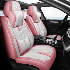 Luxury Nappa Embroidery Special Car Seat Cover For Toyota Hyundai Kia BMW PU Leather Auto Universal Size Waterproof Automobile Covers White/Red