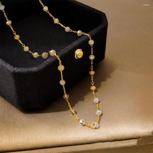 Girocollo Semplicità Collana con perle di vetro sovrapposte a singolo strato con temperamento vintage per accessori di gioielli da donna