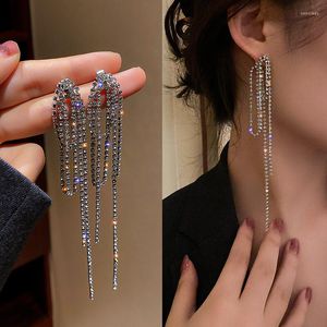 Kolczyki Dangle Jwer Long Tassel Crystal for Women Bijoux Shine Geometryczne Wesela Rhinestone Akcesoria biżuterii