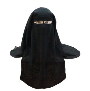 Sciarpa Bandana musulmana Islamica 3 strati Niqab Burqa Cofano Hijab Berretto di velo Copricapo Copricapo nero Abaya Style Wrap Copricapo 28445815