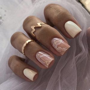 False Nails Wearing Nail Patches White Halo Dyed Transparent Yellow Golden Glitter Powder