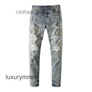 Jean Designer Jeans 2023 Amirrs Amirrsy Men's Light Color Pierced Casual Versatile Sidor Silver Line 4Lyn