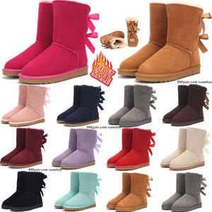 Stivali per bambini Mini Bow Australie Classic Ragazze ugglies Scarpe Bambino Bambini Inverno Snow Boot Australian II Baby Kid Youth uggly Chestnut Nero Sneakers Furry Bailey