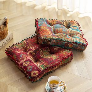 Cushion/Decorative Pillow Ethnic Style Square Seat Cushion Household Bedroom Balcony Collapsed Rice Floor Cushion Thickened Bay Window Windowsill Cushion 230905