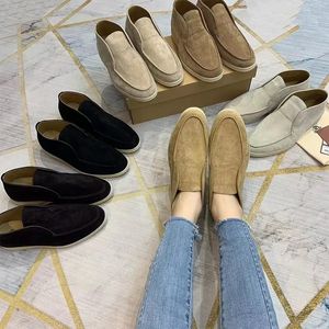 LP Open Walk Suede Sneaker Sapatos Mulheres Sapatos De Couro Mens High Top Slip On Casual Andando Flats Classic Ankle Boot Designer Dress PIANA Factory Footwear