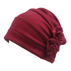 Kvinnor solid ruffle head wrap håravfall kemoterapi mössa bekvämt cancer hatt blommönster beanie western stil mjuk casual13236