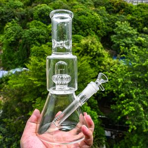 Tubo de água de vidro alto de 9 polegadas, copo de vidro grosso, cachimbo científico com tigela de vidro de 14 mm