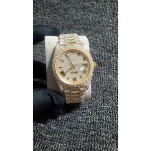 Lazl Moissanite 2024 New Iced Out Diamonds Watch Pass TT ETA 3255ムーブメントメカニカルイエローゴールド最高品質の男性luxurywatch boxakfx