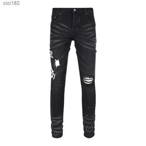 Luxurys Designers Jeans Frouthed France Pierre Straight Men's Biker Hole Stretch Denim Casual JeanMen Skyny Pants Elasticit0DD0 1FW6V