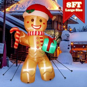 Other Event Party Supplies OurWarm 8ft Christmas Inflatable Gingerbread Man Christmas Outdoor Yard Decorations With Build-in LED lights Fun Party Display 230905