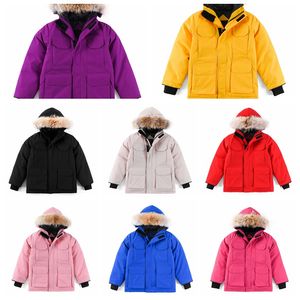 Kinderkleidung Daunenjacke kanadischer Mantel Designer Winterjacken Junge Mädchen Kinder dicke warme luxuriöse Kleidung Kleidung mit Fell Kapuze Parkas Gans Outdoor-Mäntel