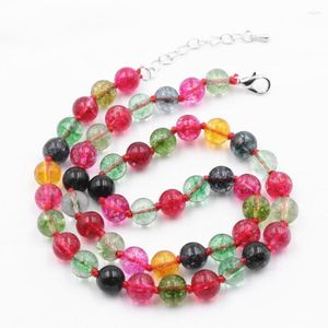 Choker Charms Multi Round Stone Necklace Statement Kvinnor Halsband Crystal Tourmaline Beads Short Chain Jewelry 18 