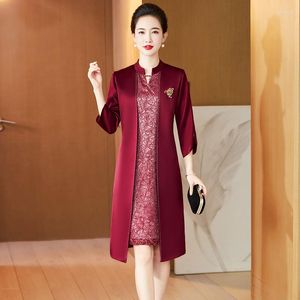 Roupas étnicas Yourqipai Chinês Bordado Cheongsams Vestidos Mãe da Noiva Vestido China Vestidos de Festa de Casamento Plus Size Noite