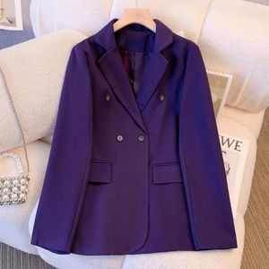 Abiti da donna 2023 Moda Colloquio d'affari allentato Viola Donna Lavoro Ufficio Donna Manica lunga Primavera Casual Blazer oversize