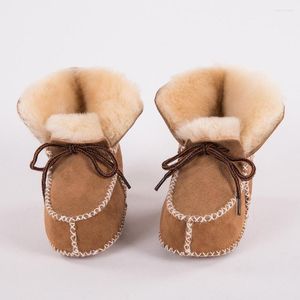 Första vandrare MPPM Walker skor vinter baby stövlar äkta läder naturliga fårskinn päls småbarn flickor mjuka pojke tossor