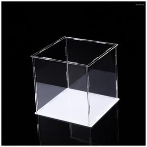 Jewelry Pouches Display Case Countertop Acrylic Box Transparent Organizer Stand Home Decor For Toy Collectibles Model Cars White