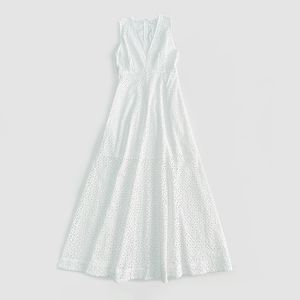 Toteme ärmelloses Midi-Kleid mit V-Ausschnitt, ausgehöhltes A-Linien-Kleid für Damen, einfache Freizeitkleider
