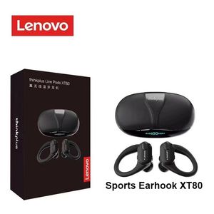 Lenovo XT80 Bluetooth 5.3 이어폰 TWS 진정한 무선 헤드폰 마이크 버튼 제어 노이즈 감소 Earhooks 방수 헤드셋