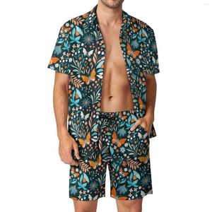 Men's Tracksuits Colorful Butterfly Men Sets Flowers Print Casual Shorts Beach Shirt Set Summer Trendy Custom Suit Short Sleeve Oversized