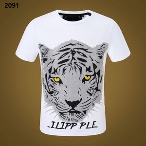 新しいスタイルフィリッププレーンメンTシャツデザイナーPPスカルダイヤモンドTシャツ短袖ボアマグマブランドTシャツ高品質のスカルTシャツTOPS P12091