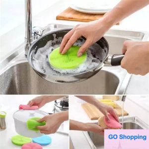 Silicone Dish Bowl Cleaning Brushes Multifunction 8 colors Scouring Pad Pot Pan Wash Brush Cleaner Kitchen Dishes Washing Tool Wholesale