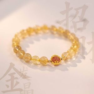 Strand Advanced Zhaocai Yellowcrystal naturalny kryształowe złote włosy srebrne bransoletka biżuteria dla dziewczyny i chłopaka