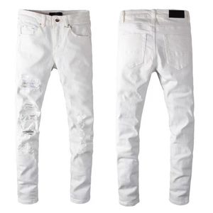 2022 designer boy jeans fitted jean hip-hop fashion zipper hole wash white jean pants retro torn stitching design motorcycle ridin278R