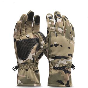 Fem fingrar handskar vinter taktik utomhus kamouflage jagar varm icke-halkfiske handskar vattentät pekskärm skid camping handskar 230906