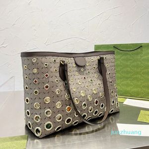 Designer -canvas shopping bag women handbag tote bags Multi size fashion letter Zip pocket Magnetic snap fastener Gold Metal shoulder bags