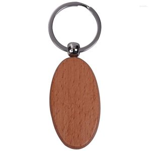Keychains 100 Pcs Blank Wood Wooden Keychain DIY Custom Key Chains Tags Anti Lost Accessories Gifts (Mixed Design)