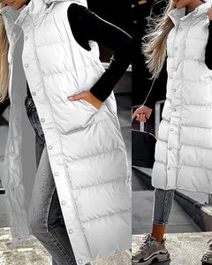 Mulheres Trench Coats Com Capuz Zipper Jaqueta Mulheres Oversize Colete Inverno Outerwear Parka Moda Colete Acolchoado Casual