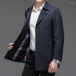 Men's Trench Coats Classic 2023 Spring Autumn Business Casual Windbreak Outwear Wind Loose Overcoat Solid Color Top Long Jackets