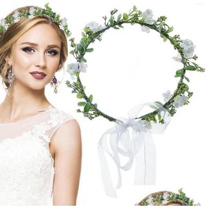 Couronnes de fleurs décoratives Couronne de fleurs Mariée Feuille verte Coiffe Guirlande Halo Maternité Po Shoot Bandeau Mariage Drop Livraison Dhsmn