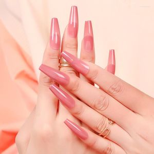 False Nails Wearing 24 Pieces Of European And American Style Solid Color Gradient Ballet Long Finished Nail Patches