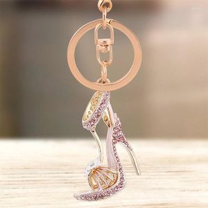 Keychains Lanyards Keychains Cute Oil Drop Flower High-heeled Shoes Keychain Dancing Key Chain Ring Holder Bag Pendant Accessories Keyring