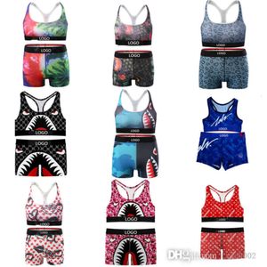 Fashion Cartoon Tracksuits Women Sexy Vest Shorts Two Piece Set Sports Fitness Suit Designer Printed Yoga Pants Outfits