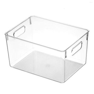 Storage Bottles Jars 4Pcs Clear Pantry Organizer Bins Household Plastic Food Basket With Cutout Handles For Kitchen Countertops 20 Dhq1U